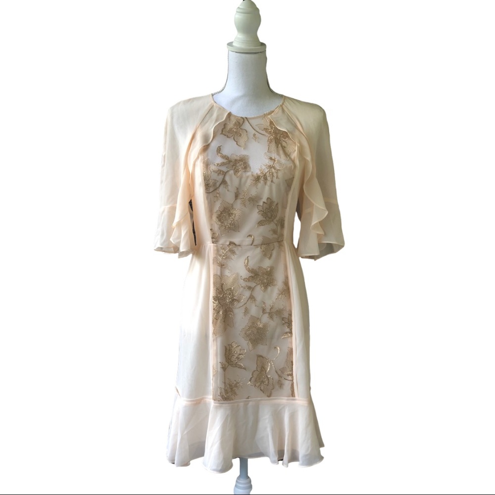 BCBG Max Azria Cream Ruffle Dress - Picture 2 of 8